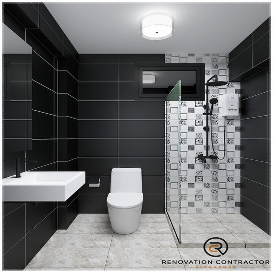 bathroom with toilet & shower