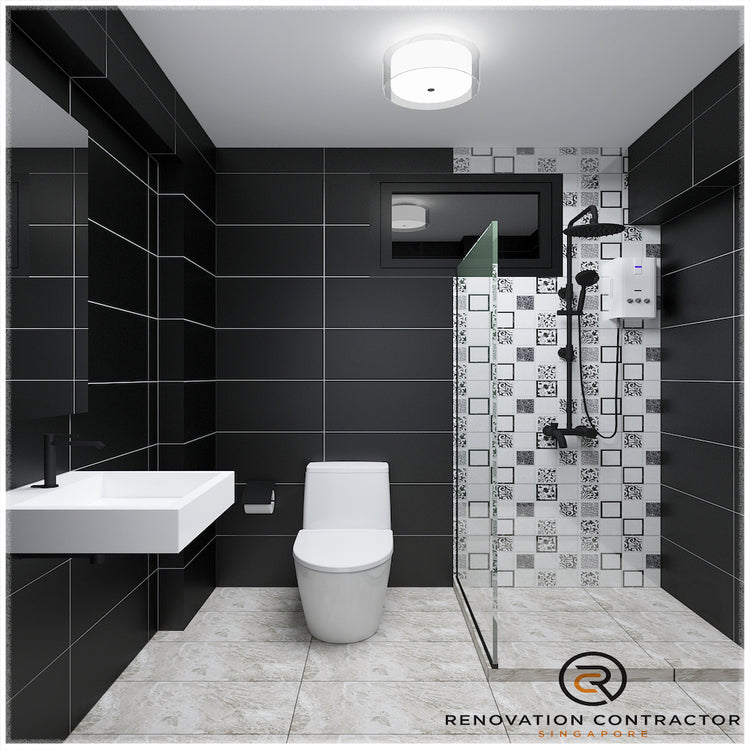 bathroom with toilet & shower