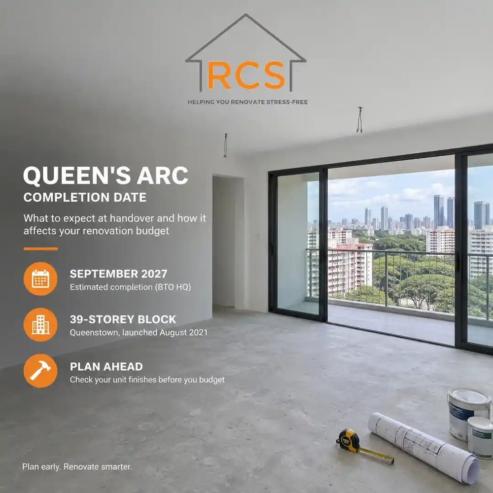 Queen's Arc completion date September 2027: empty new HDB flat in Queenstown before renovation