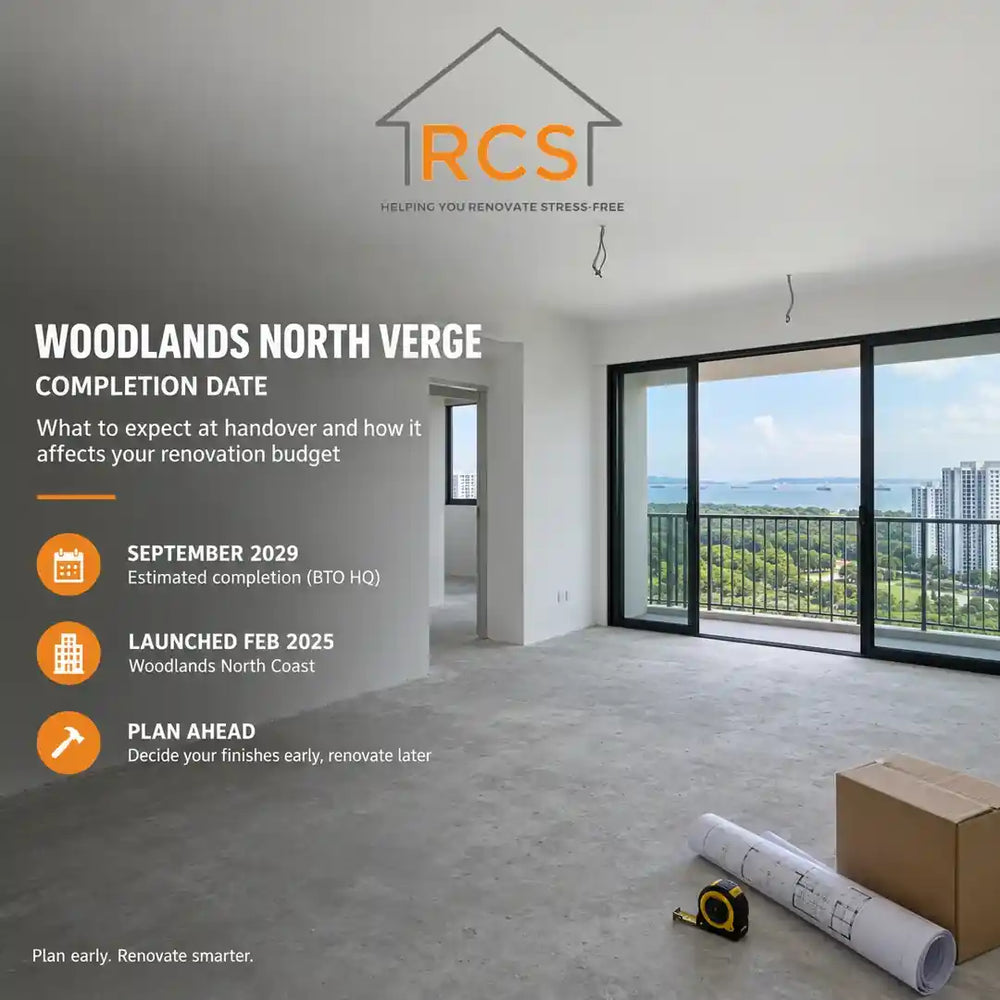 Woodlands North Verge completion date September 2029: new BTO flat interior before renovation