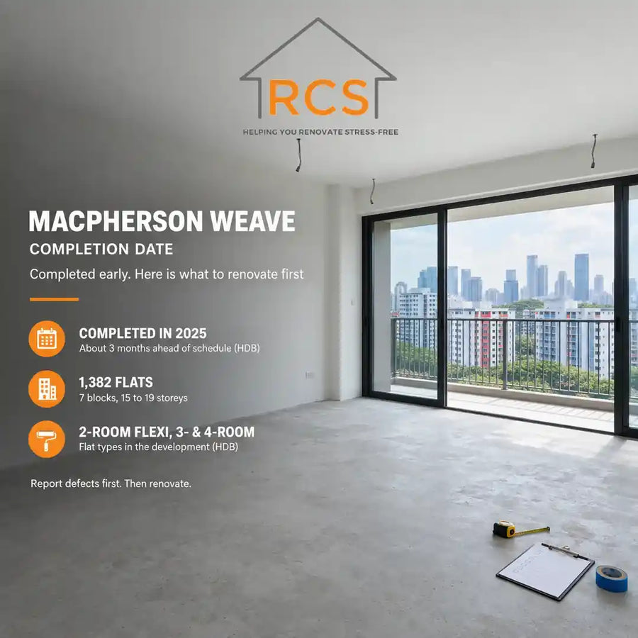 MacPherson Weave completion date: completed in 2025, empty new HDB flat before renovation
