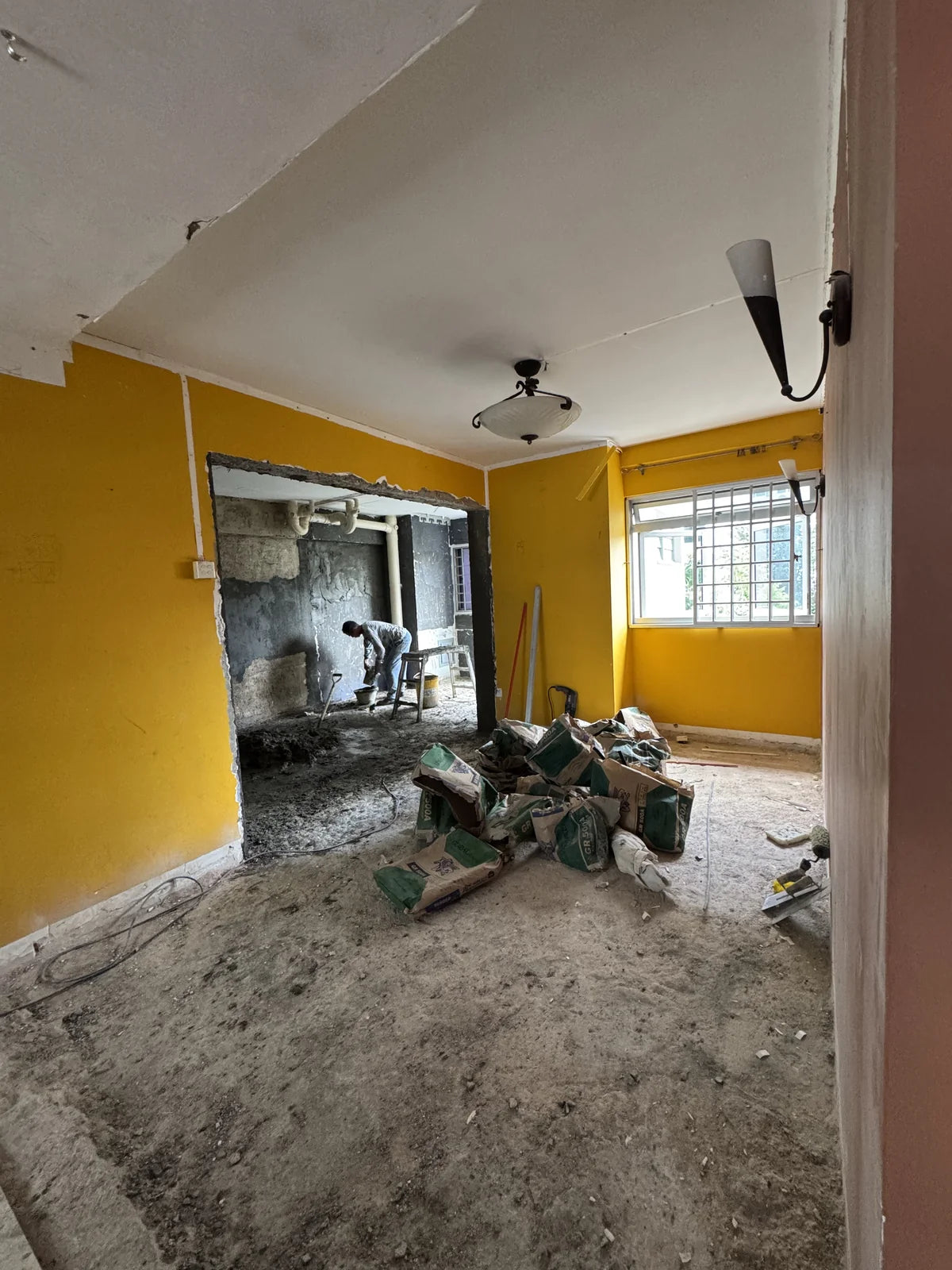 Hacking works under way inside a flat before renovation